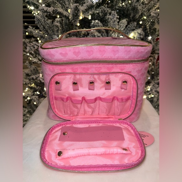 Juicy Couture Pink Velour Heart Makeup Train Case + Jewelry Organizer – NWT - Picture 12 of 12